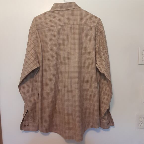 Brooks Brothers Mens L Brown Plaid Long Sleeve Button Up Shirt Non Iron Slim Fit - Picture 6 of 8